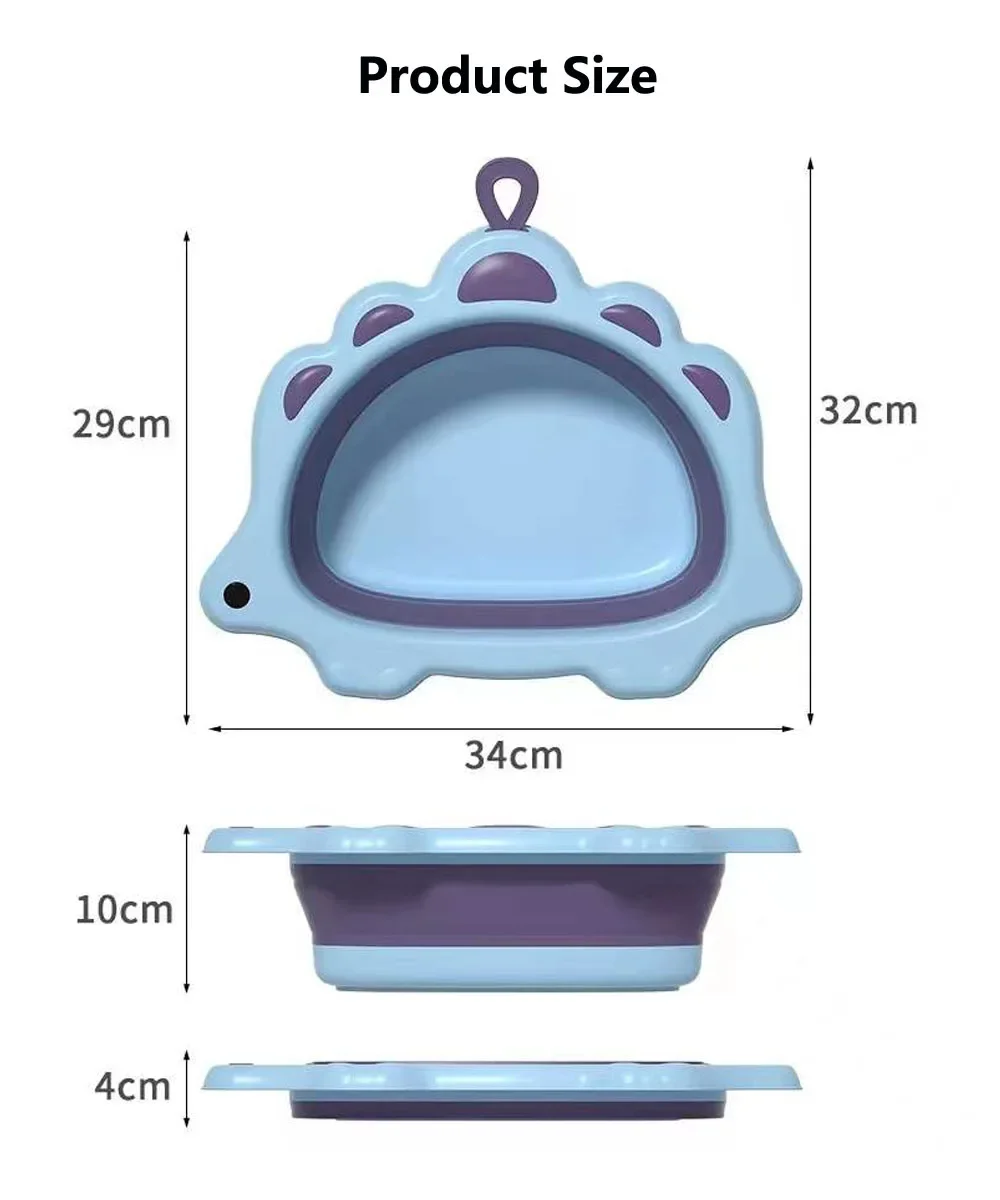 Cute Dinosaur Foldable Laundry Basin Plastic Travel Wash Basin Safe Durable children  Wash Basin Bathroom Household Supplies New