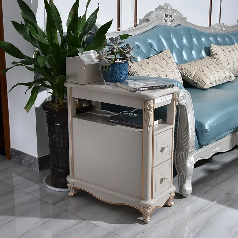 Nordic Solid Wood Sofa Side Cabinet Narrow Long Rectangular Corner Locker for Living Room Modern Simple Storage Table