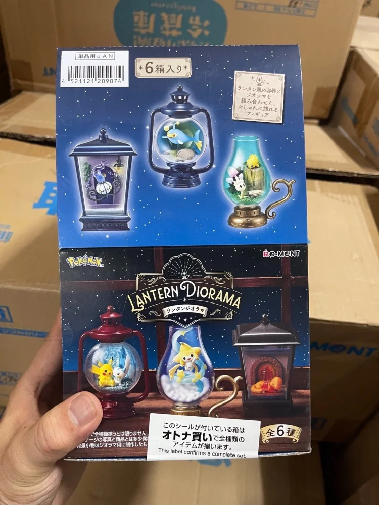 RE-MENT Pokemon Lantern Perspective Mini Scene Figurines Small Fire Dragon Pikachu Home Desktop Decoration Collectibles