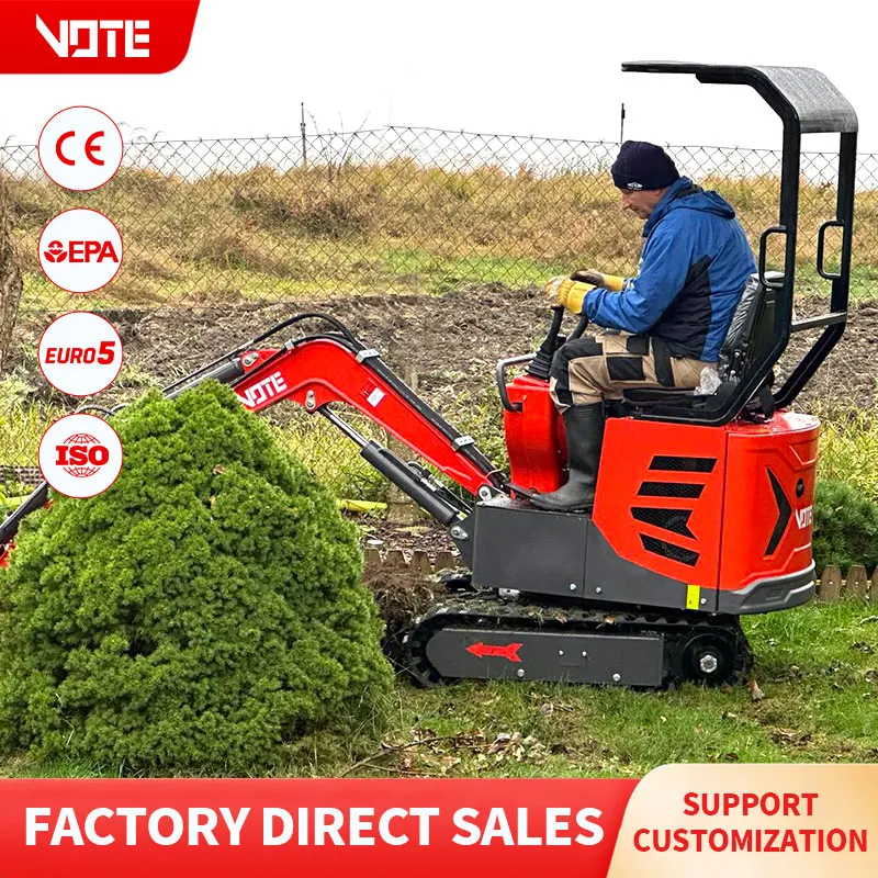 

Customized Engine 1 Ton Hydraulic Mini Excavator High Quality Construction Machinery 1000KG Micro Excavation With Cabin