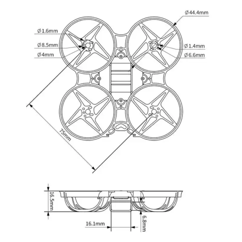 Meteor75 Meteor 75 Micro Brushless BWhoop Frame KIT Plastic 5.68g 75mm / Meteor65 Pro Frame FPV Racing RC Dron Frame