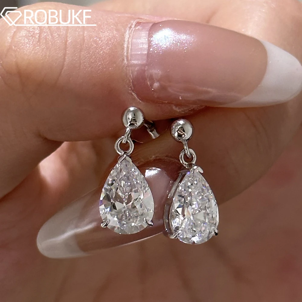 

7*10mm 4cttw Pear Cut Moissanite Drop Earrings for Women Solitaire Diamond GRA Certified S925 Silver Waterdrop Shape Jewelry