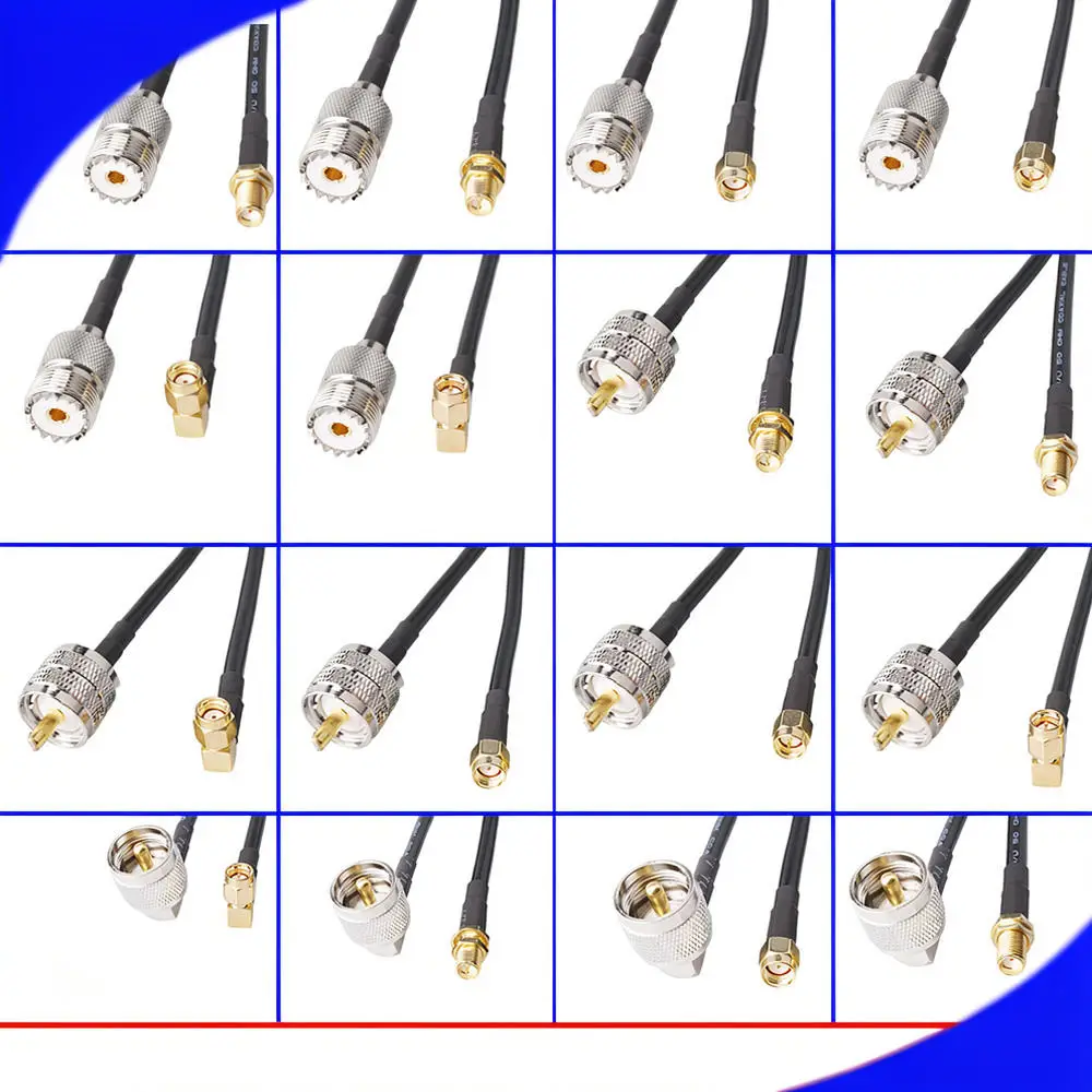 SMA Female To UHF Female Right Angle RF Coaxial Jumper Cable RG58 Radio Communication Antenna Adapter Extension Cord
