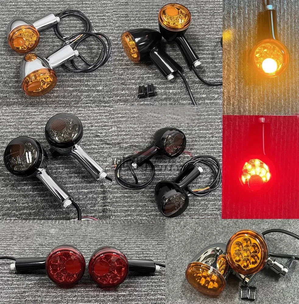 

Motorcycle Rear Turn Signal Lights & Bracket Indicator Light With Lamp Lens Set For Harley Sportster XL883 1200 X48 Dyna FLSTF