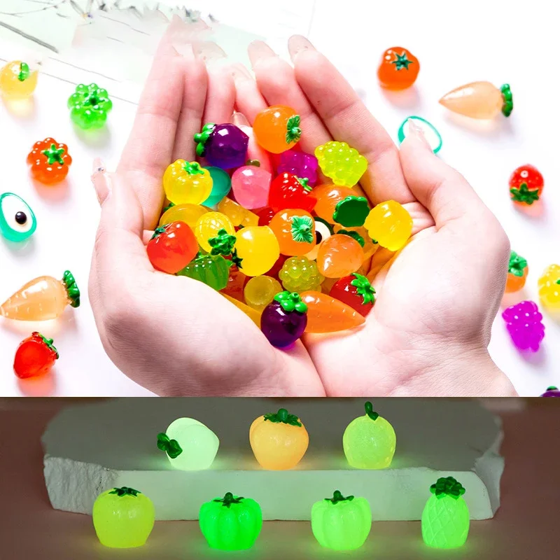 

20Pcs Luminous Mini Resin Vegetable Elves Decorations Glow in The Dark Fairy Garden for Cake/Party Decor Glowing Miniature