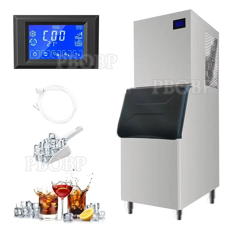 PBOBP Large Ice Maker Self Cleaning,Ice Machine with 24 Hour Timer,Stainless Steel Ice Makers for School,Home