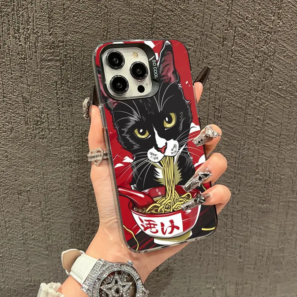 

Eating Noodles Cat case for iPhone17 16 15 14 13 12 11 Pro/ Max/Plus shock-proof rear cover anti-fingerprint