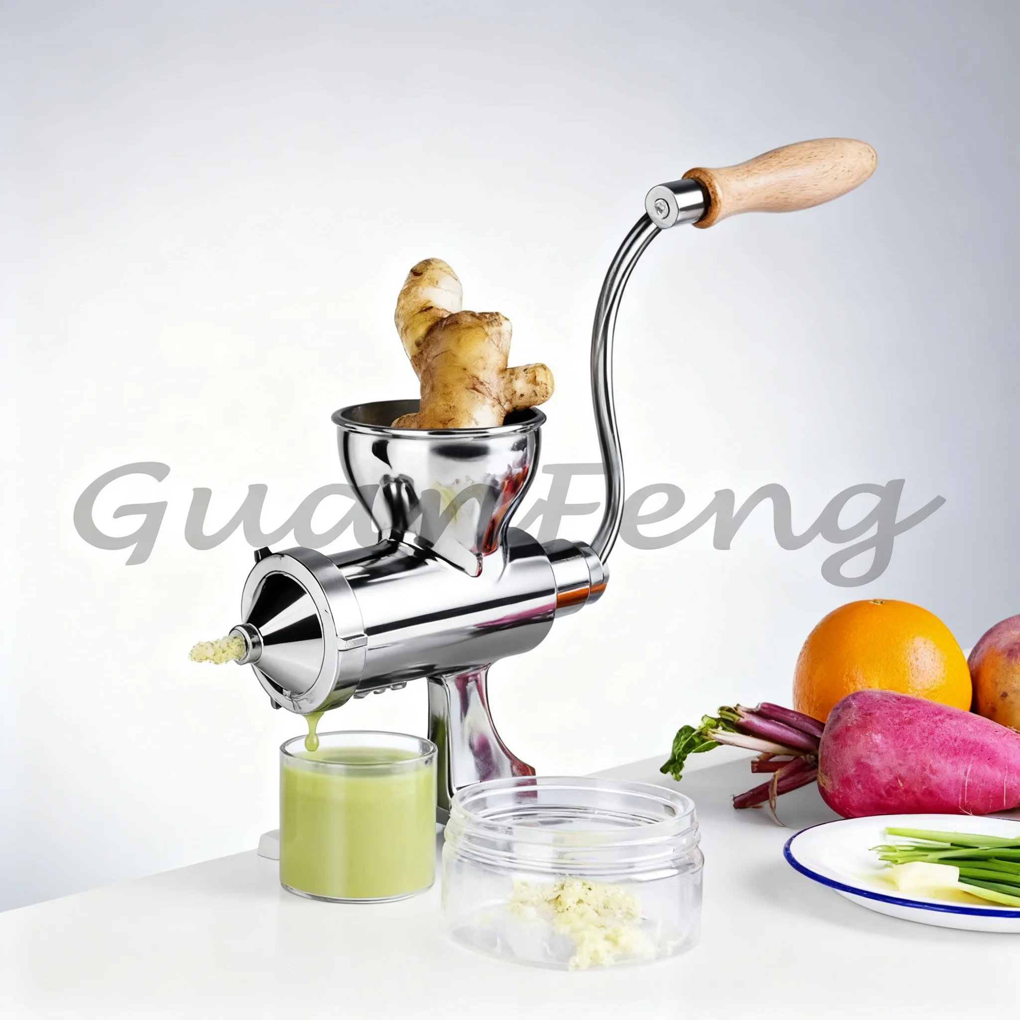 Hand cranked manual juicer, portable cold press household juicer, suitable for wheat straw, celery, ginger, and pomegranate
