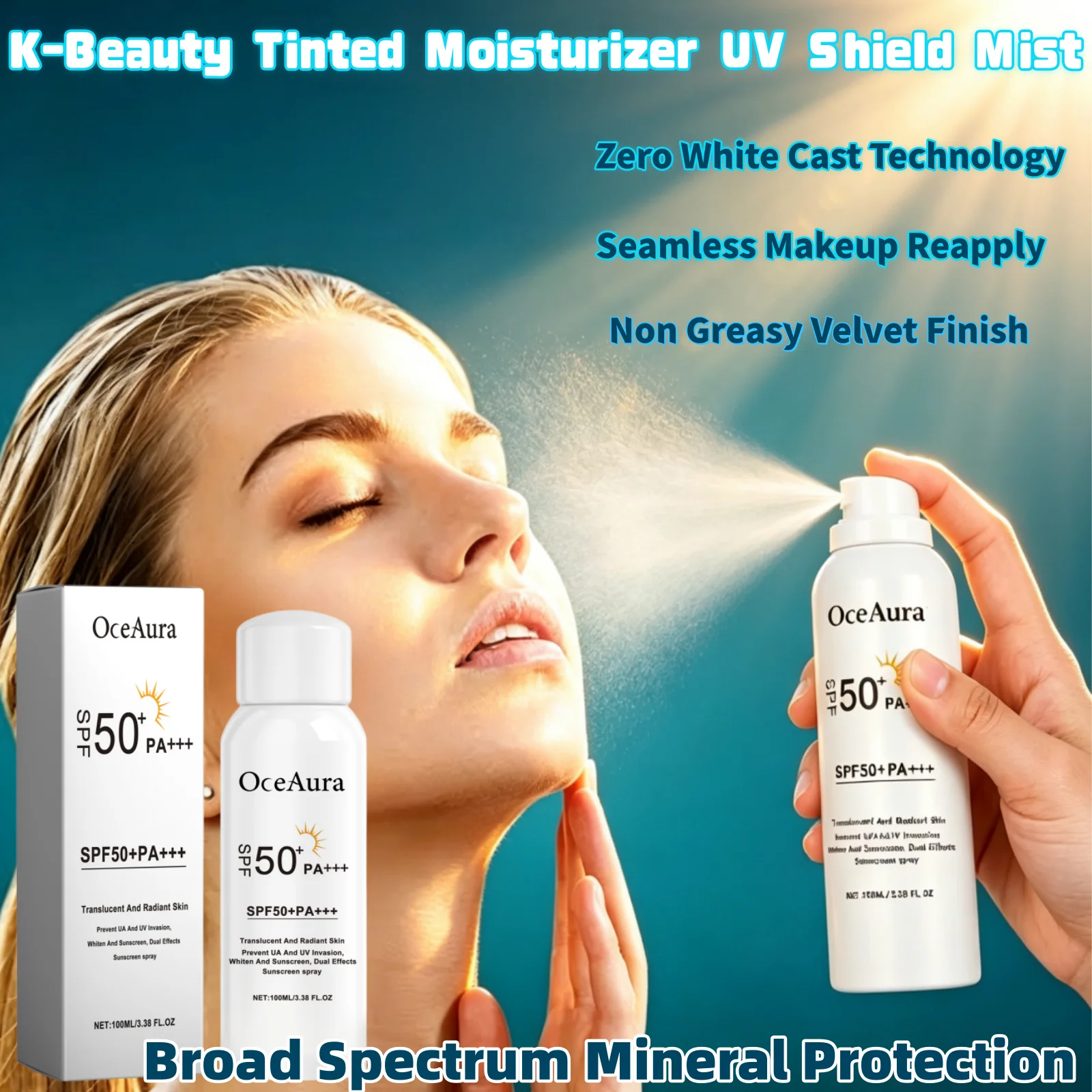 Face Mist Mineral - K-Beauty Tinted Moisturizer UV Shield Mist,