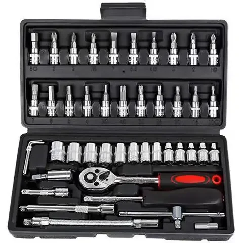 46pcs Vehicle Tools Spanner Car Repair Tool Box Hardware Hand Tools Ratchet Wrench Socket Sets