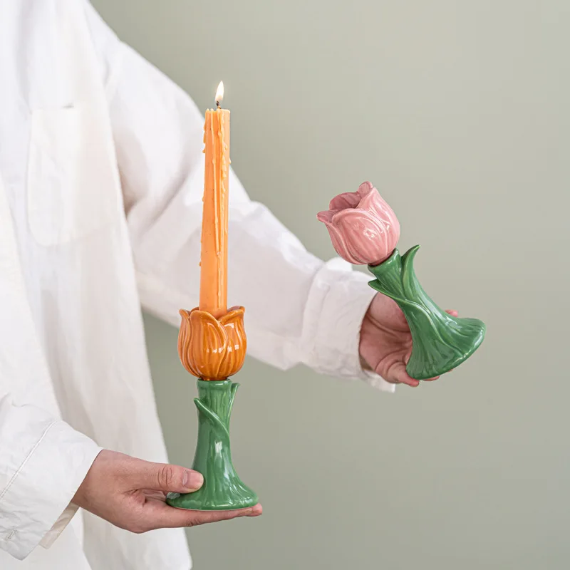 Beautiful Flower Ceramic Candle Holder Vintage Flower Candle Holder Table Romantic Decoration