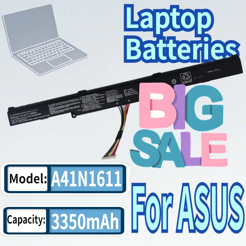 

14.4V A41N1611 Laptop Notebook Battery For ASUS ROG GL553 GL553VD GL553VE GL553VW Series A41LK5H A41LP4Q 0B110-00220200
