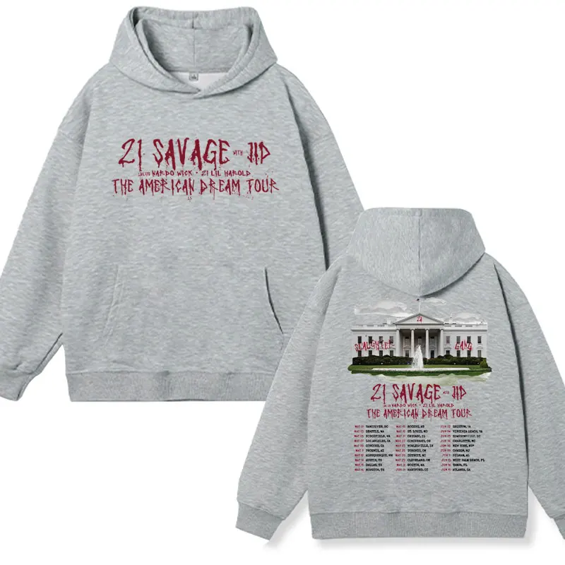 Rapper 21 Savage Graphic Print Hoodie Men Women Fashion Harajuku Hip Hop Punk Sweatshirt Oversized Streetwear Fleece Pullover