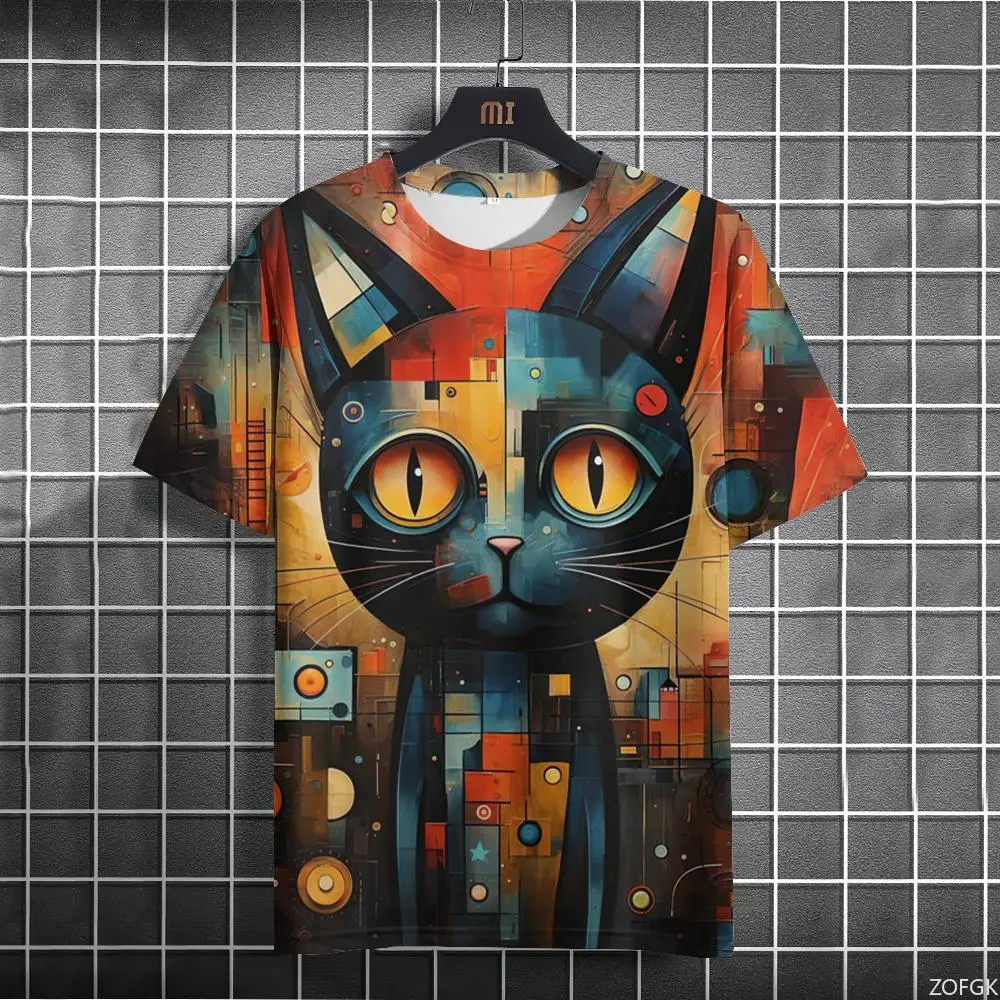 Lustige Katze Grafik männer T-shirt 3D Gedruckt T-shirts Casual Pullover Für Männer Sommer Streetwear Tops Lose Täglichen Kurzarm T-shirts