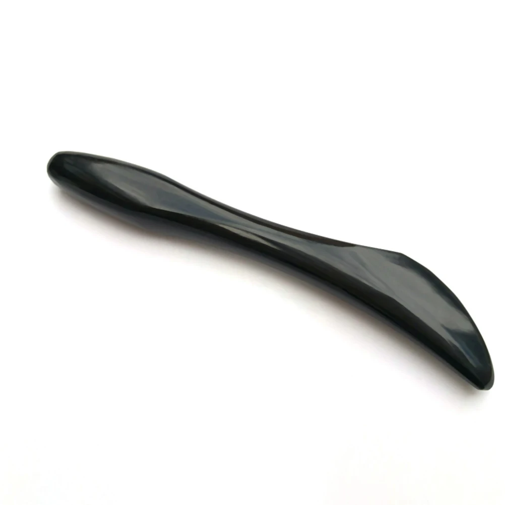 

Facial Scraping Rod Black Handheld Massager Pain Relief Buffalo Horn Tool Smooth Edge Spa Care Detox Aches Pains