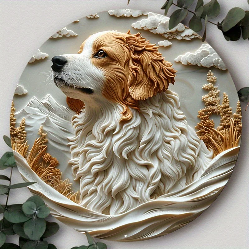 

Round Aluminum Sign, Decorative 2D Flat Metal Circular Wreath Sign for Bathroom Bedroom Living Room Cafe, Home Decor, Room Decor