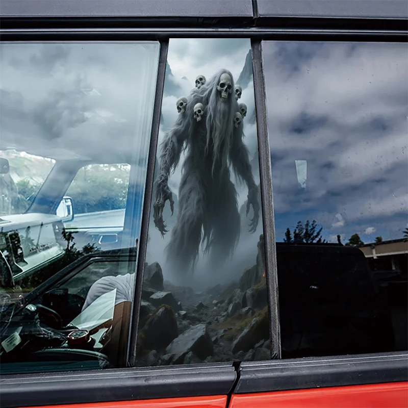 

2 наклейки на центральные стойки автомобиля, защитная пленка Multi-skull Hairy Monster, устойчивые к царапинам наклейки.