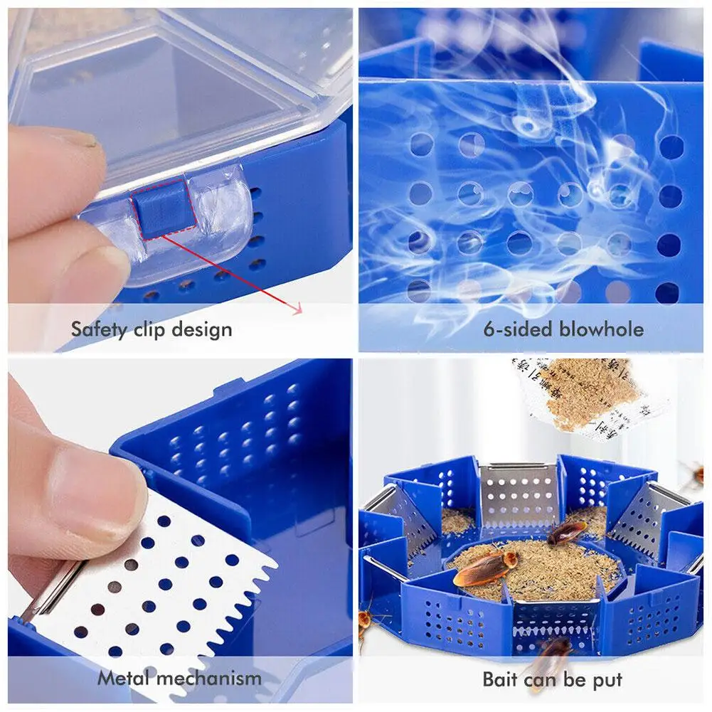1/2/3PCS Snap-on Cockroach Trap With Cover Physical Trap Reusable Non-Toxic Bug Roach Catcher Insect Pest Killer Gadgets