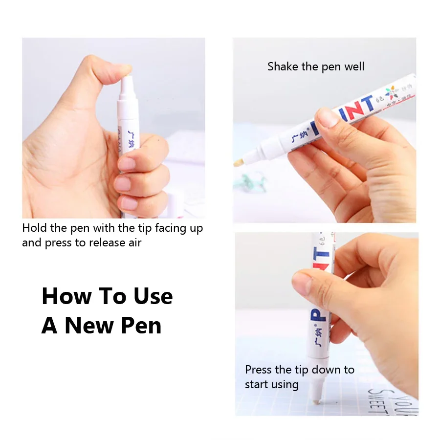 قلم تحديد طلاء دائم قائم على الزيت المقاوم للماء 12 لونًا للصور والسيراميك وسجلات القصاصات قلم تحديد معدني زجاجي