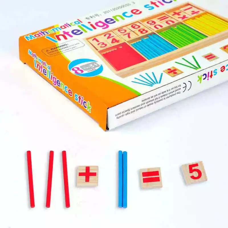 Wooden Counting Sticks Calculate Learning Box Mathematics Teaching Aids for Early Childhood Education Digital Puzzle Toys