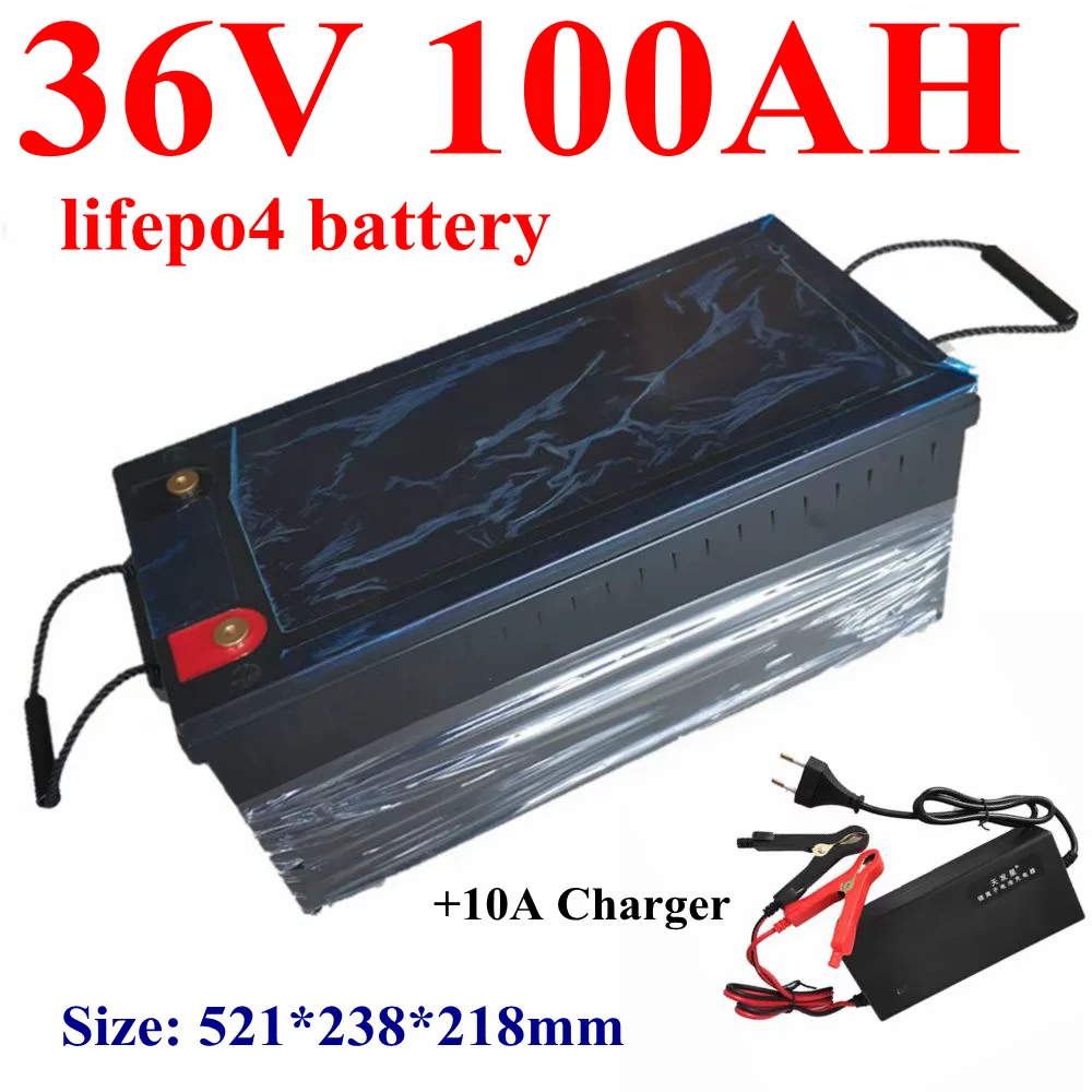 36V 100AH lifepo4 battery 2000w 3500w tricycle bicycle E-moped bike scooter boat +10A Charger