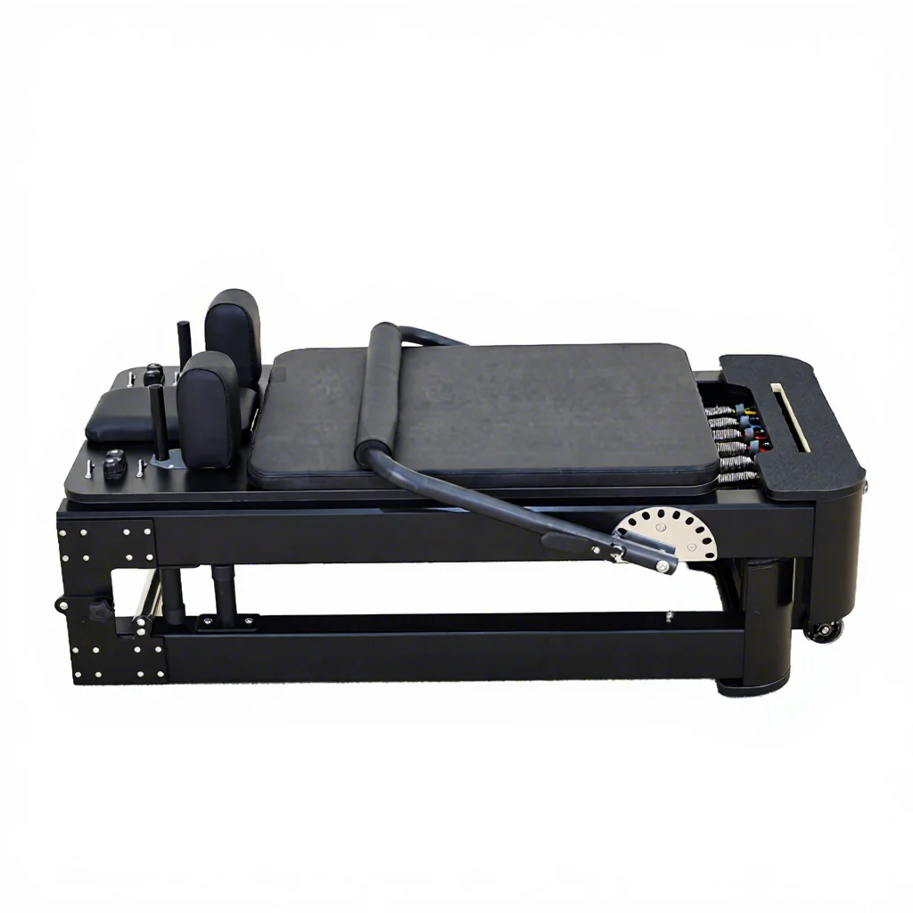 Portable and Adjustable Foldable Aluminium Alloy Pilates Reformer for Body Fitness at Home Black Folding Reformers by Factory