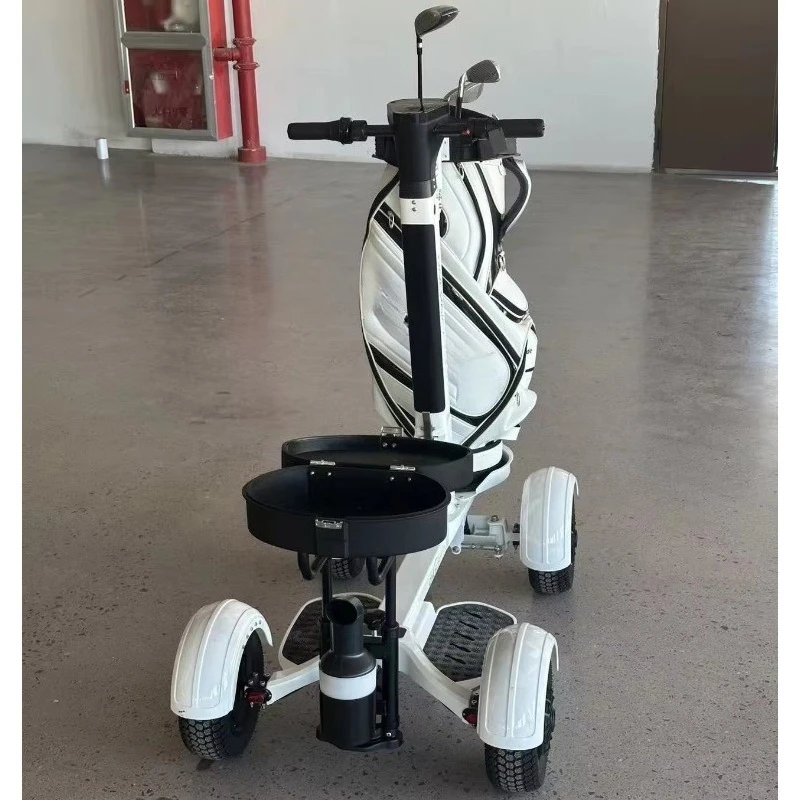 Hot Sale Intelligent Outdoor Foldable Golf Club Push Pull Cart Lightweight Aluminum Four-wheel Golf Trolley Seat Umbrella