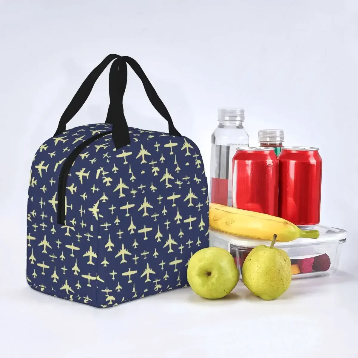 

Fly Past Aeroplanes Insulated Lunch Bags Cooler Bag Lunch Container Pilot Air Fighter Tote Lunch Box Bento Pouch Work Picnic