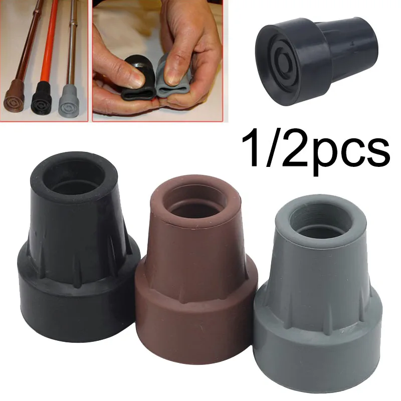 1/2PCS Anti Skid Rubber Walking Stick Ferrules Crutch Bottom Pads Heavy Duty Cane Bottom Ends Protector Spare Replacement 19mm