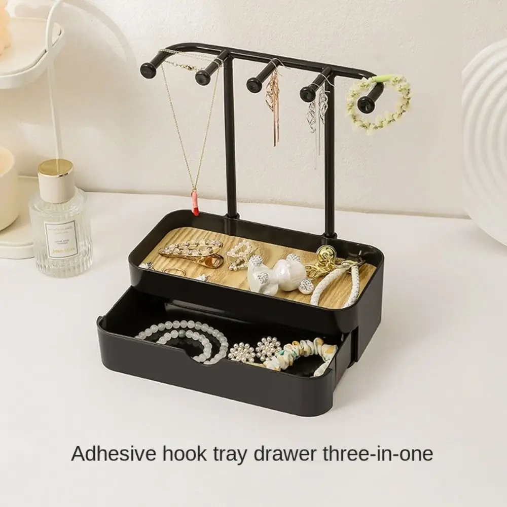 

Fashion Jewelry Display Rack with Drawer Box Earrings Necklaces Jewelry Storage Rack with Wooden Base Desktop Storage Box