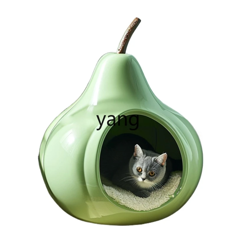 Yjq Cathouse Doghouse Semi-Closed Sense of Security Pear Style Environmentally Friendly Easy to Clean Spring and Summer