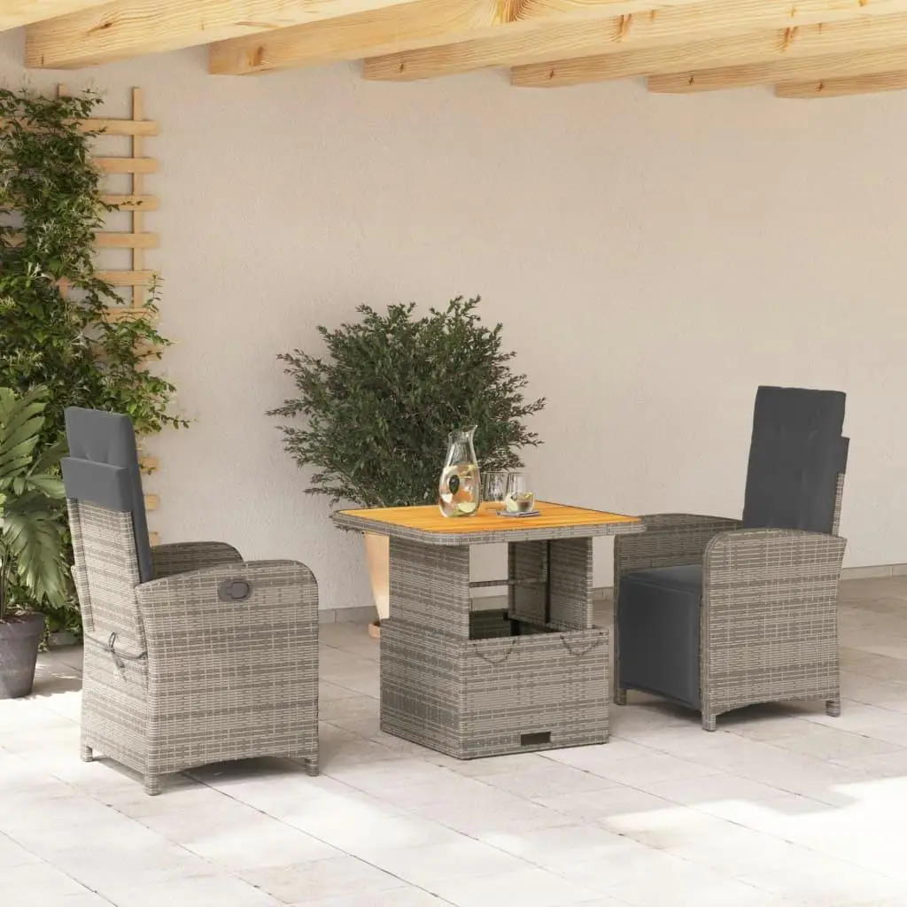 

Cozy Grey Brown PE Rattan Garden Dining Set 2-Seater with Removable Covers Outdoor Furniture