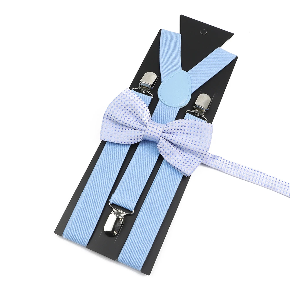 Men's Kids Solid Color Suspender Bowtie Set