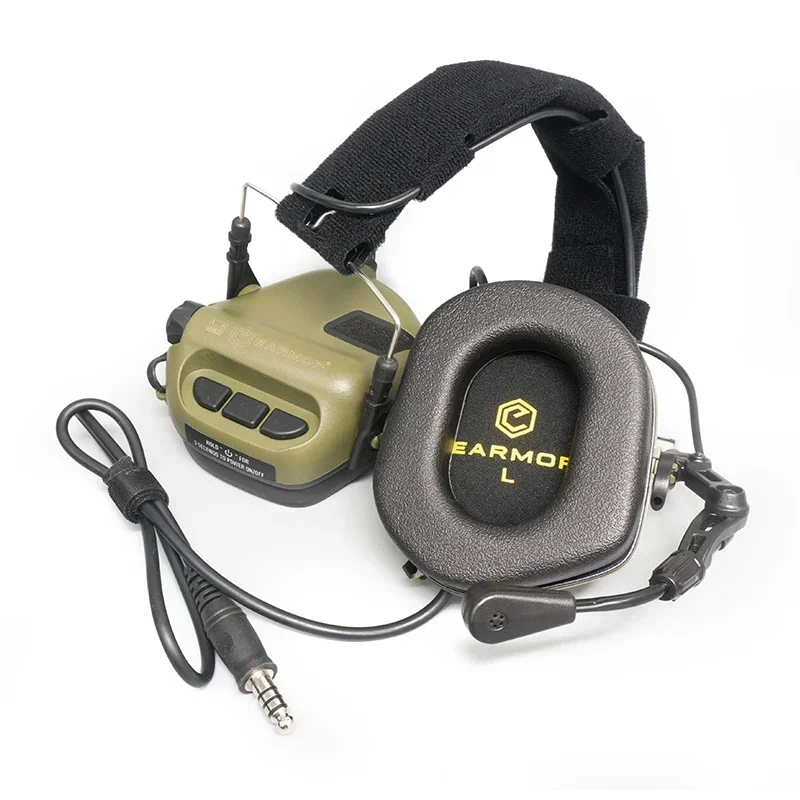 Earmor M32 หูฟังยุทธวิธีอิเล็กทรอนิกส์ + อะแดปเตอร์ PTT การป้องกันการถ่ายภาพหูฟังตัดเสียงรบกวนการป้องกันทางยุทธวิธี