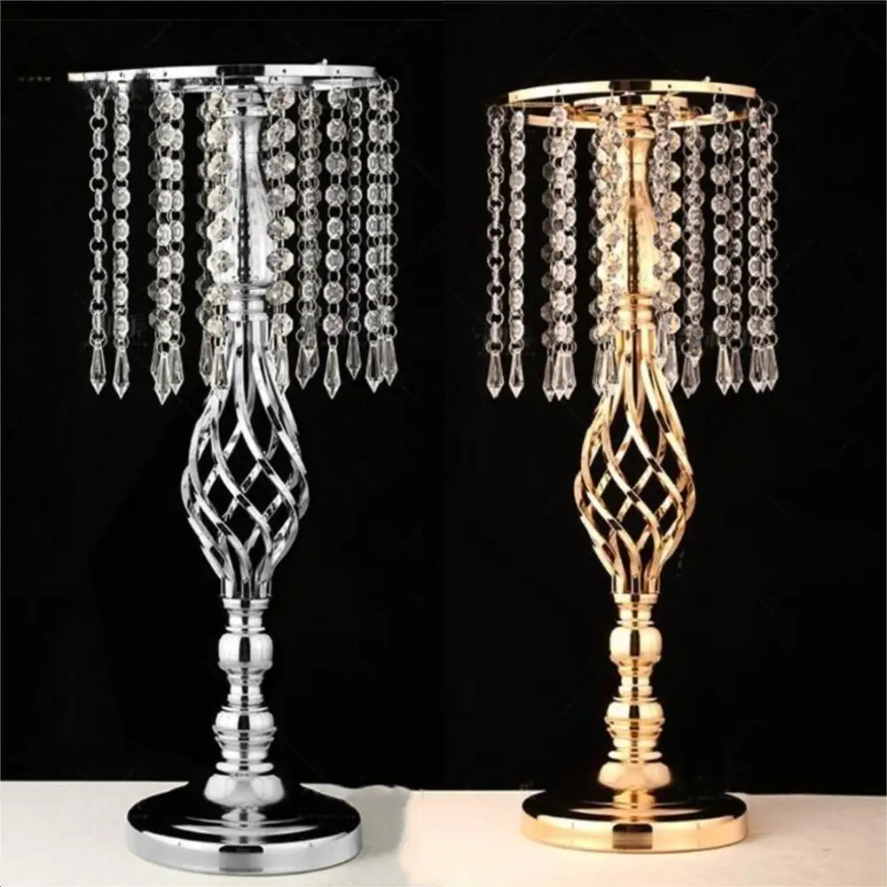 

Exquisite Flower Vase Twist Shape Stand Golden/ Silver Wedding/ Table Centerpiece 52 CM Tall Road Lead Home Decor