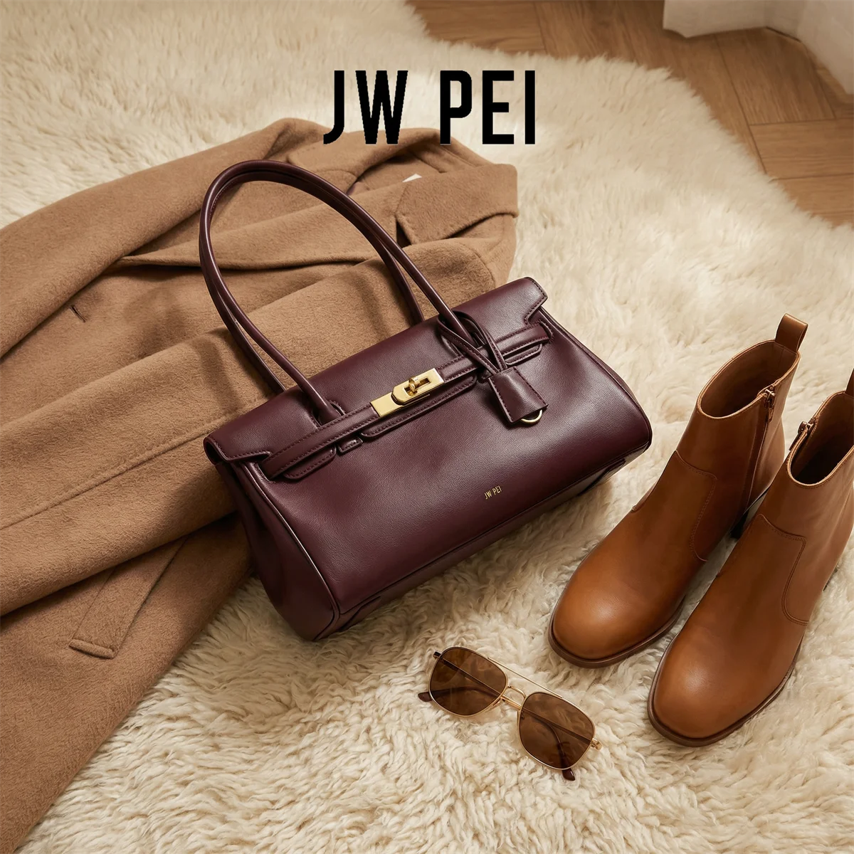 

Сумка-багет JW PEI Yara большой вместимости, женская сумка из мягкой кожи, модная сумка через плечо с замком-пряжкой, маленькая дизайнерская сумка на плечо