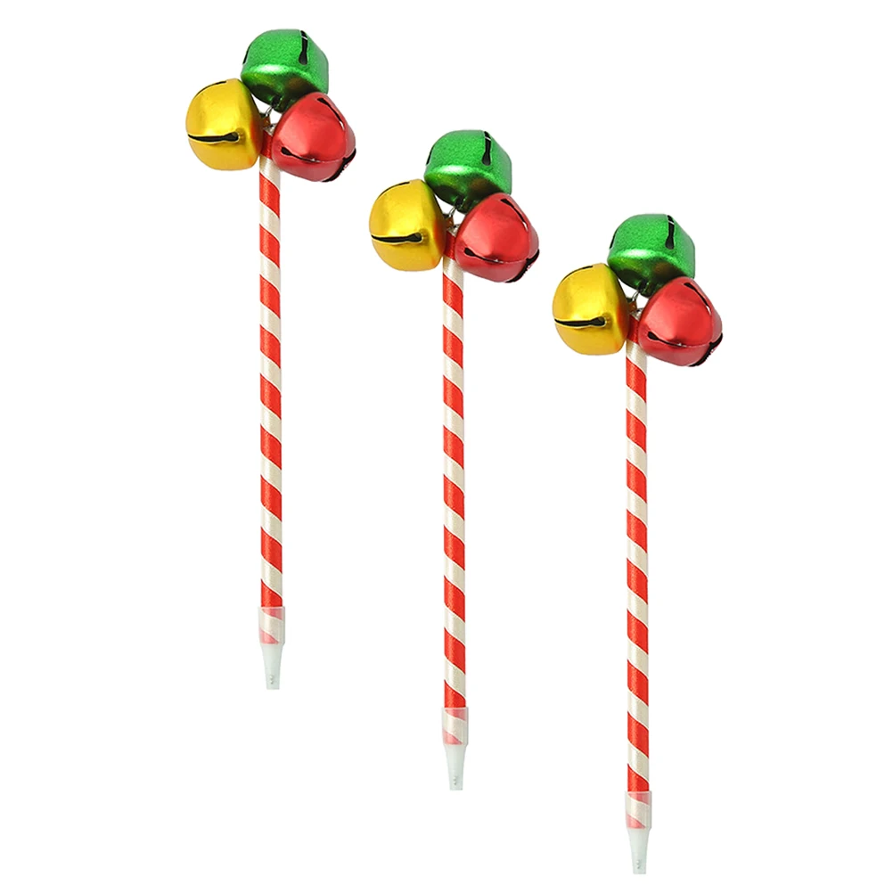 

3 Pcs Christmas Bell Pens Holiday Ballpoint Craft Supplies Adorable Student Creative Portable Smooth Writing Versatile