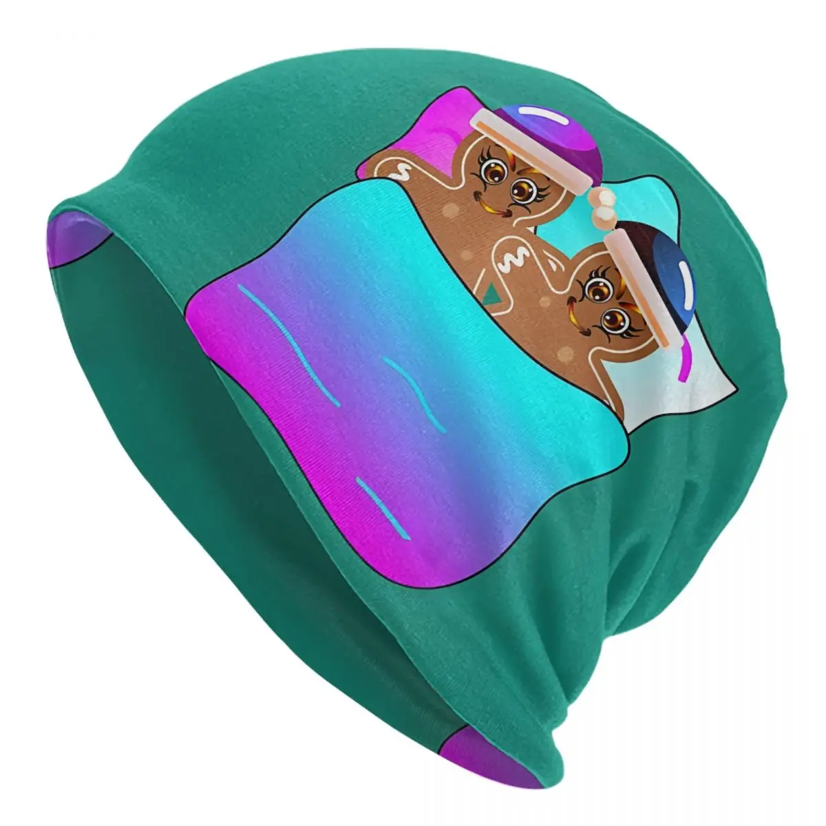 Gingerbread Cookies In Bed Duvet Cover Men Women Thin Beanies Windproof Ski Cap Double Layer Fabric Bonnet Hat