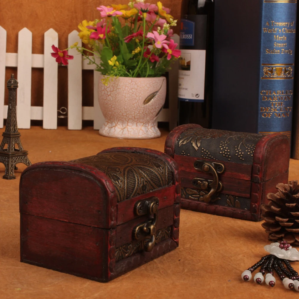 Organizador de joyas con caja vintage de madera elegante con cerradura de metal de primera calidad, ideal para guardar collares, pendientes, pulseras, regalos