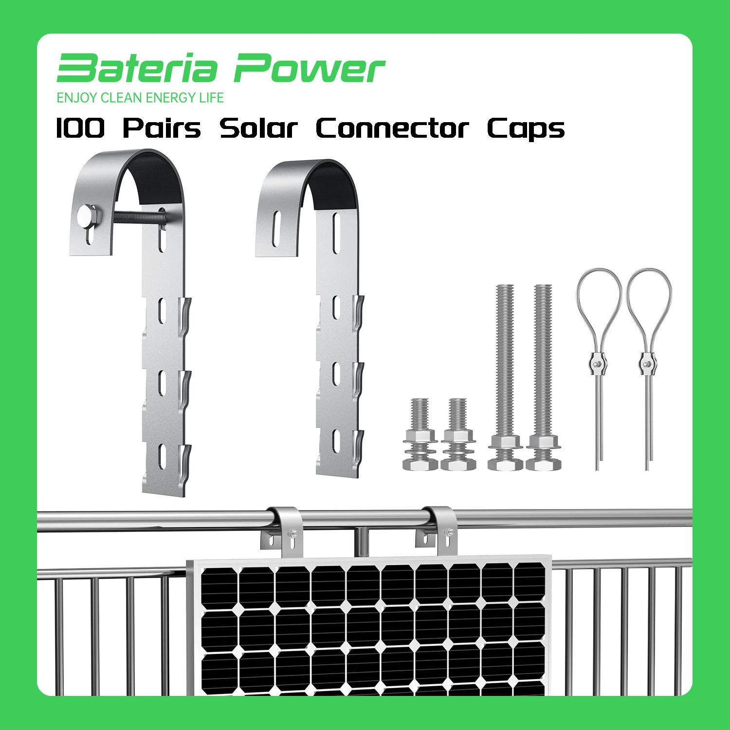 

2PCS Stainless Steel Solar Panel Hooks,Solar Panel Mounting Brackets,Duplex Wire Rope Clips,and Solar Module Holders for Balcony