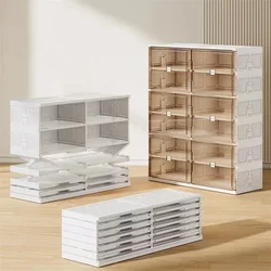 Household Free Installation Space-Saving Transparent Plastic Shoes Shelf Cabinets Foldable Shoes Closet Storage Rack Organizer