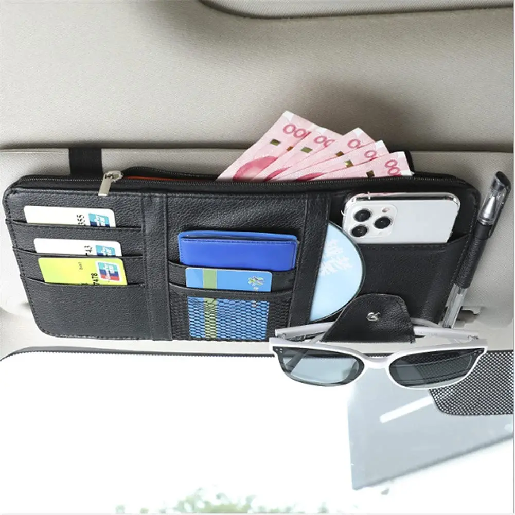 2023 Car Styling Visor Organizer Auto Sun Visor Storage Pouch Car Sun Visor Organizer Zipper Type Card Holder Storage