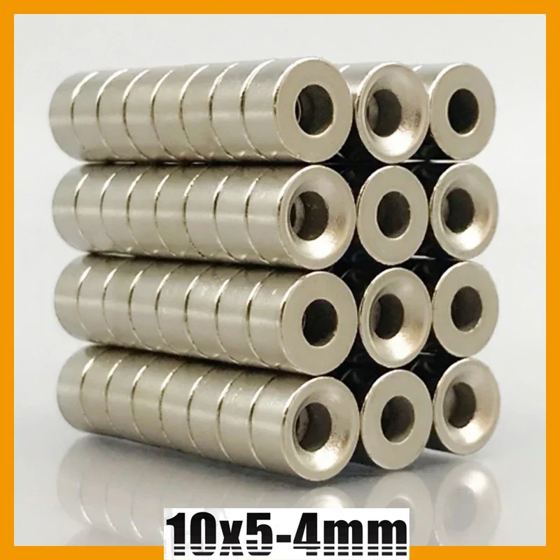 10x5-4mm 5/10/20/50/100/200pcs N35 Powerful Strong Hole Round Magnet 10x5 Hole 4 Rare Earth Permanent 10*5-4 Neodymium Magnets