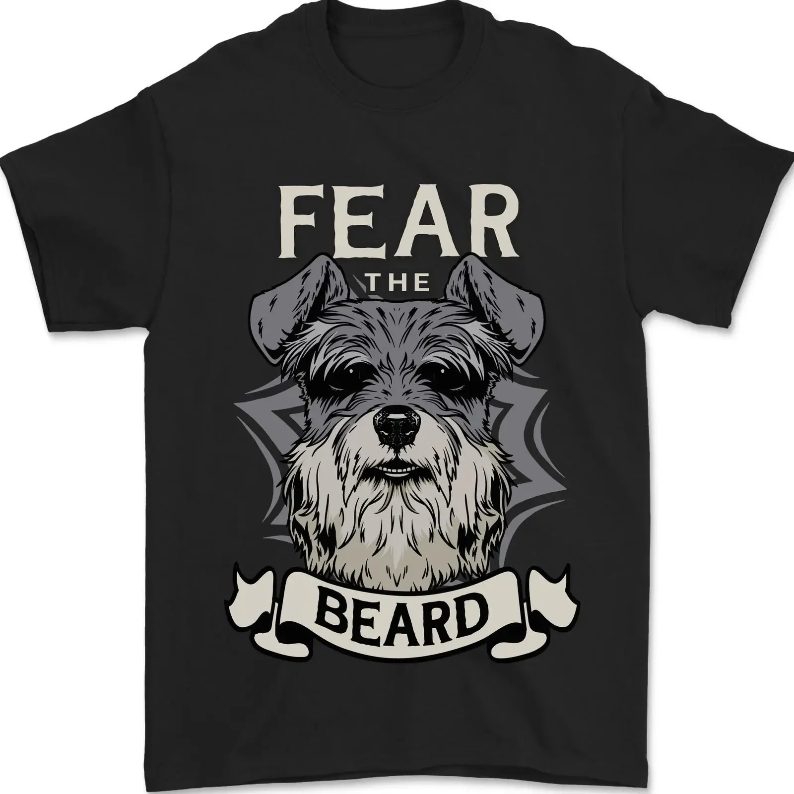 Schnauzer Dog Fear the Beard Mens T Shirt 100 Cotton vintage Washed streetwear Top For Everyday Wear graphic Comfortable