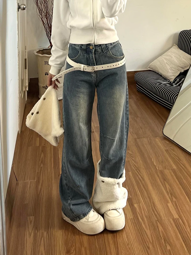 

Съемные американские джинсовые леггинсы в стиле High Street с эффектом потертости, женские, сексуальный дизайн, длинные брюки в пол