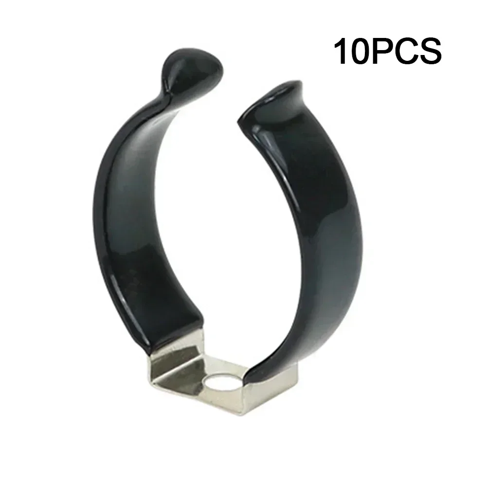 Clip per spugna a molla per strumento base stretta da 10 pezzi Morsetto per tubo Cinghia per attrezzi per carichi pesanti Clip per fibbia in gomma nera in acciaio inossidabile
