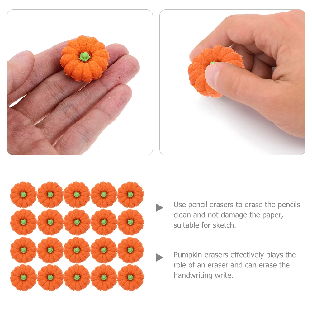 

20 Pcs Pumpkin Shaped Drawing Erasers Erasers Mini Cartoon Cute Drawing Halloween Kids Bulk Shaped Erasing Rubber