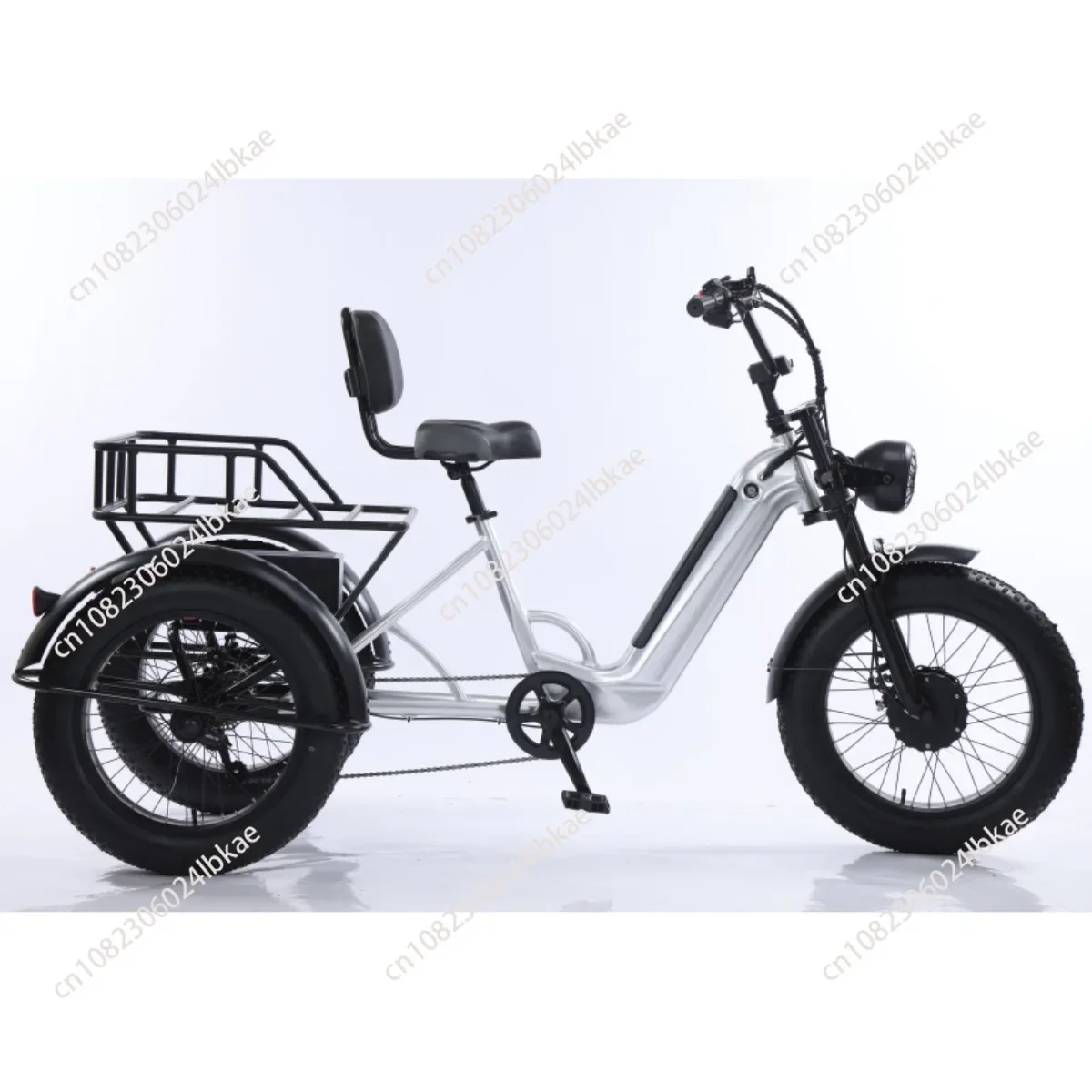 20 inch fat tire pedal assisted electric tricycle, thick tire, snow lithium-ion tricycle, battery bike