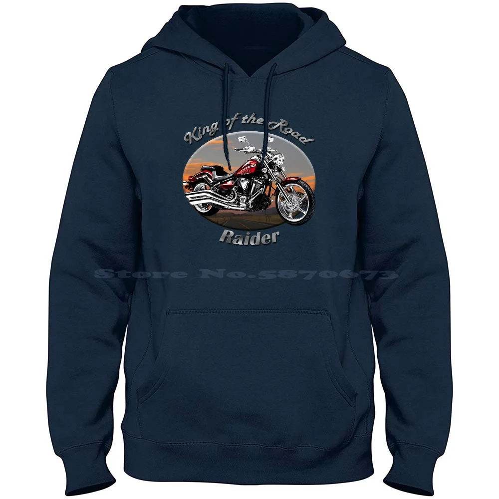 Raider King Of The Road 100% Cotton Hoodie Motorcycle Chopper Street Bike Touring Cruiser Motorbike Raider Star