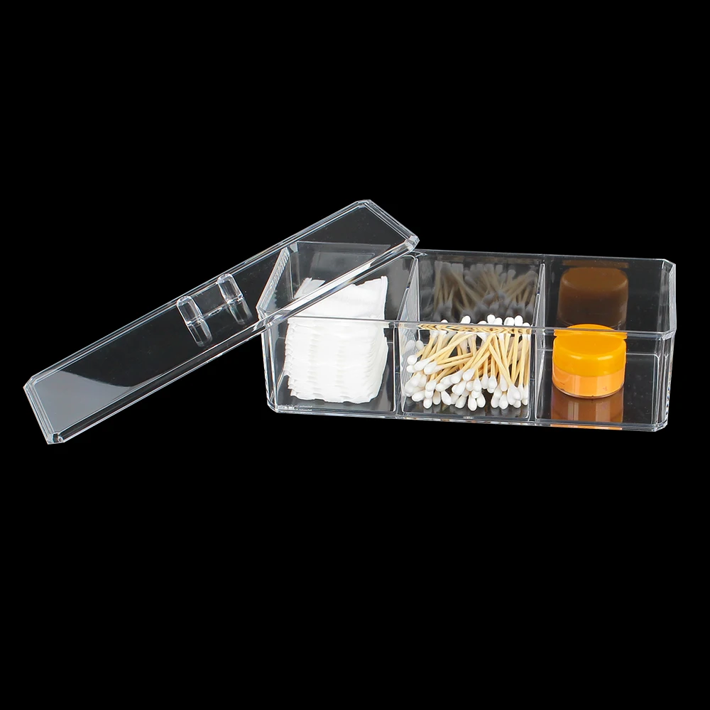 Cosmetic Storage Box Cotton Pad Container With Lid Cotton Swab Organizer Makeup Holder Acrylic Material Transparent